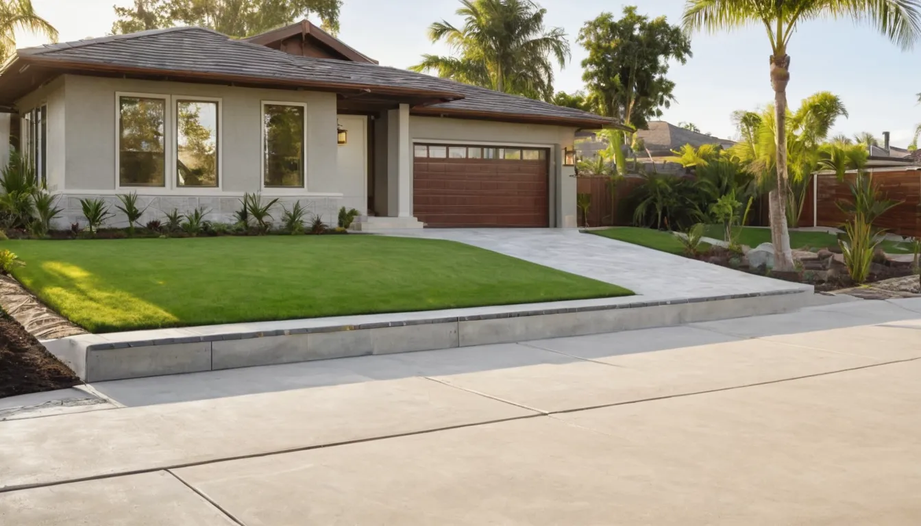 Freshly poured concrete driveway beside a single-story block home in the Apopka area
