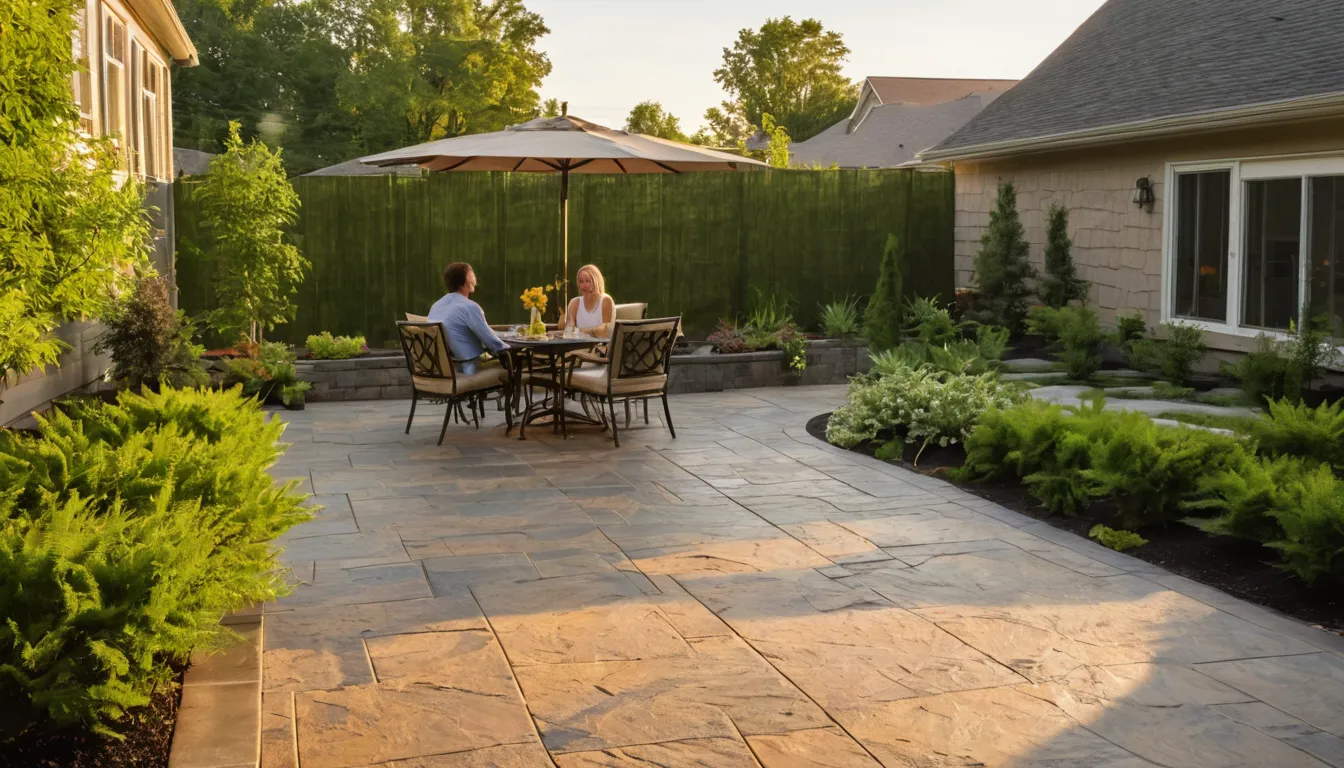 A stamped concrete patio behind a home in the Apopka area